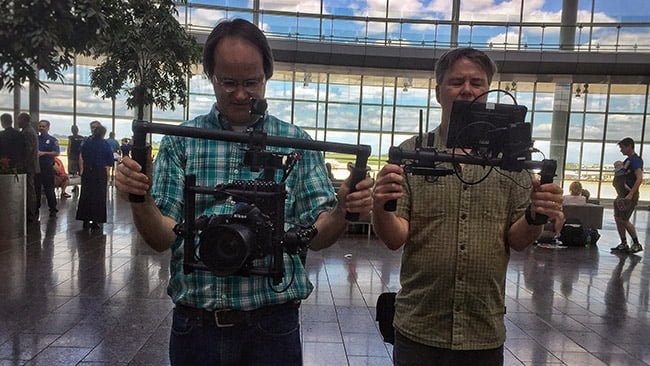 tim handling the camera in airport